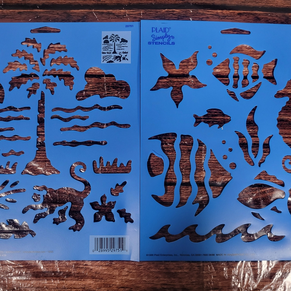 Plaid Simply Stencils Lot Of 2 Ocean Themed Craft Stencils 8x10 New